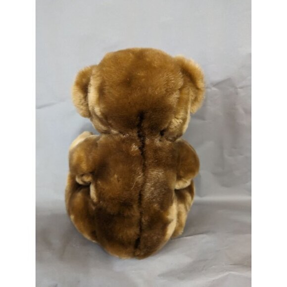 Bear plush stuffed animal red satin ears nose and paws brown Holiday - Picture 7 of 10